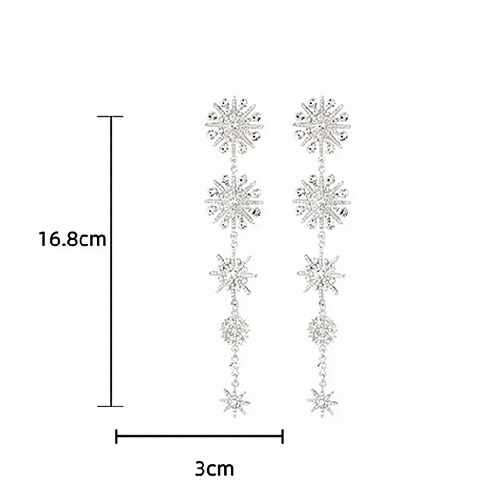 White 18K GP Star North Star Oversized Drop Dangle Earrings - Picture 3 of 3